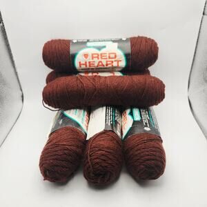 Red Heart Sock & Sweater Yarn Lot 7 Oxblood Acrylic 3 Ply 2oz E253 Dyelot 82336